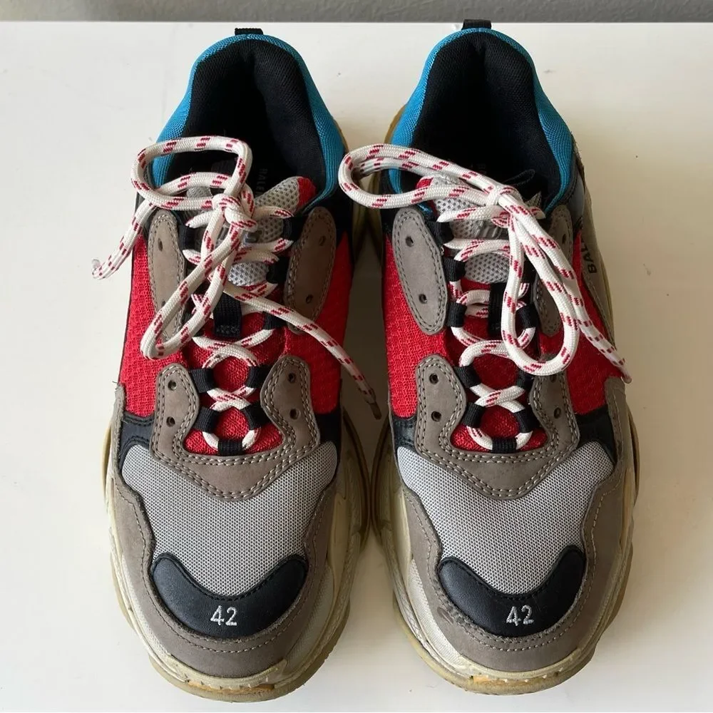 BALENCIAGA Triple S Sneaker 'Blue Red' Size 9